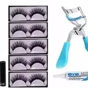 Professional False Eyelashes Glue Eyelashe Curler with 36H Eyeliner Set Of 4Pcs